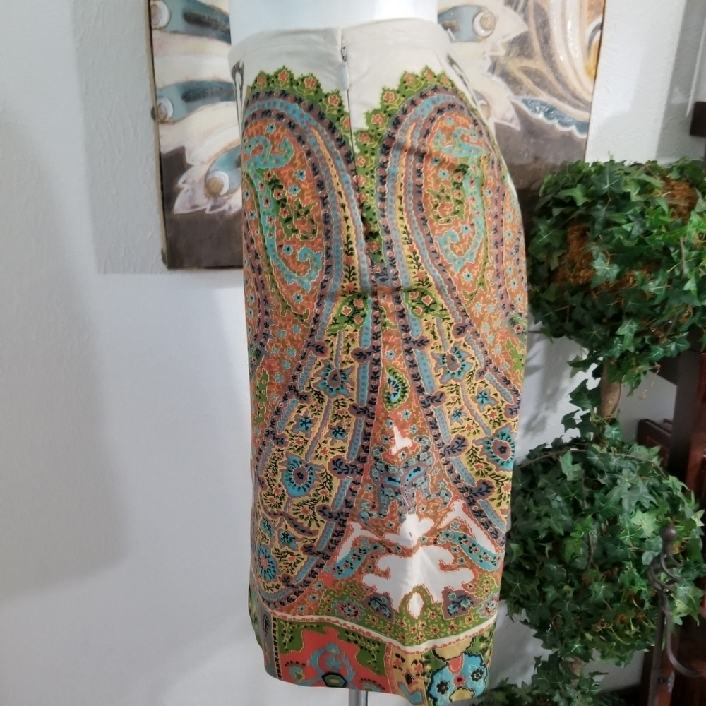 Tommy Hilfiger Paisley Art Deco Pencil A-Line Skirt Multi-Color Size 4 - Picture 6 of 13